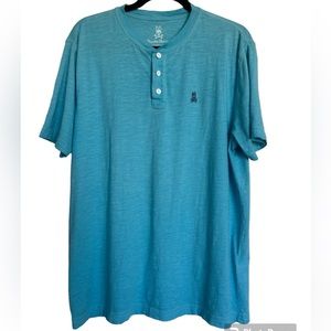 Psycho Bunny Henley Shirt Mens 6 Blue Button Casual Logo Robert Godley